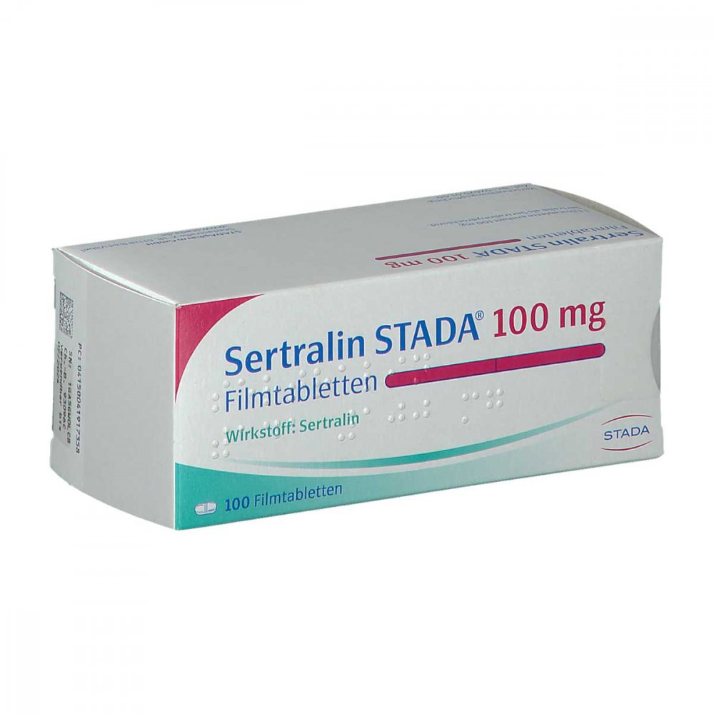 Das Produktfoto zeigt Sertralin Stada 100 Mg Filmtabletten (100 stk) PZN 04191735