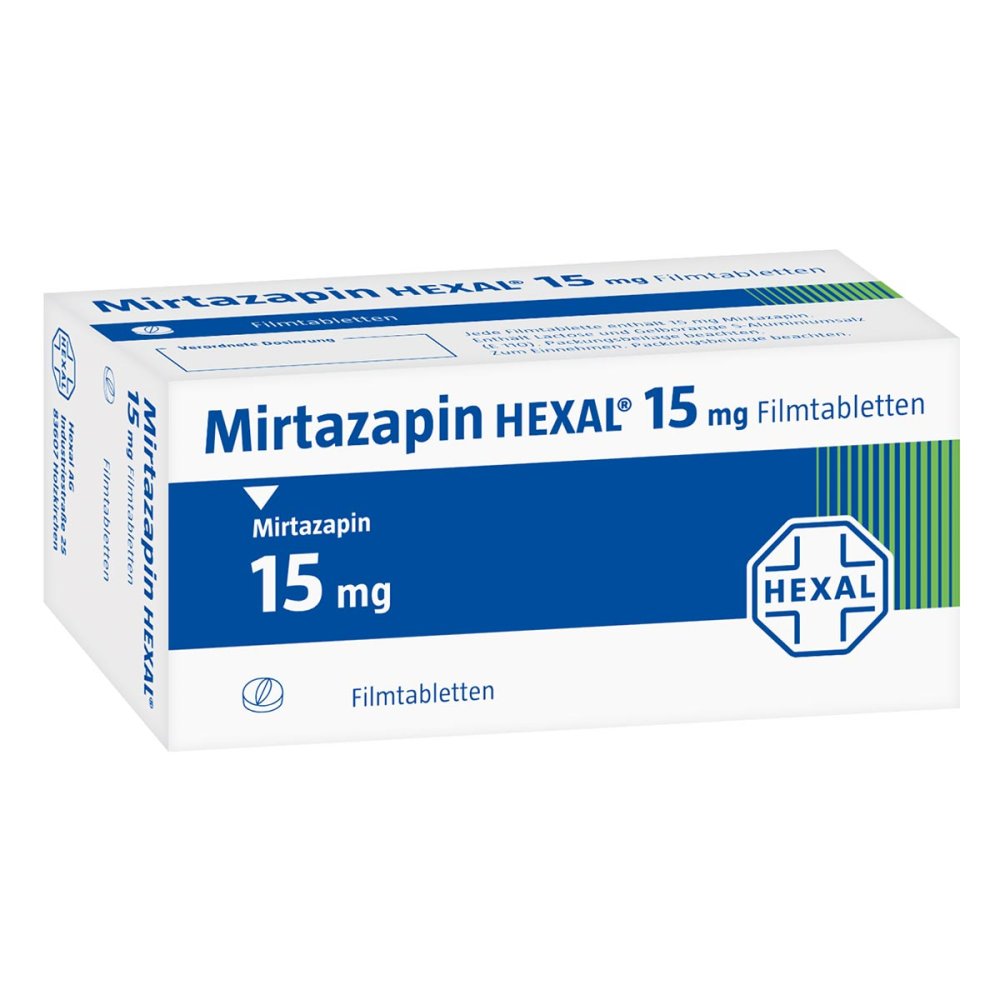 Das Produktfoto zeigt Mirtazapin Hexal 15 Mg Filmtabletten (20 stk) PZN 04193059