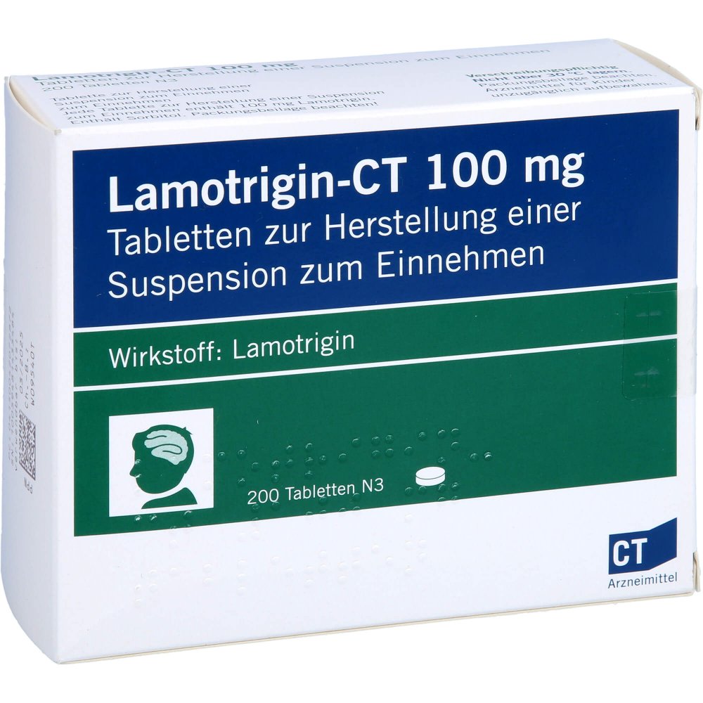 Das Produktfoto zeigt Lamotrigin-Ct 100 Mg Tabl.Z.Herst.E.Susp.Z.Einn. (200 stk) PZN 04207287