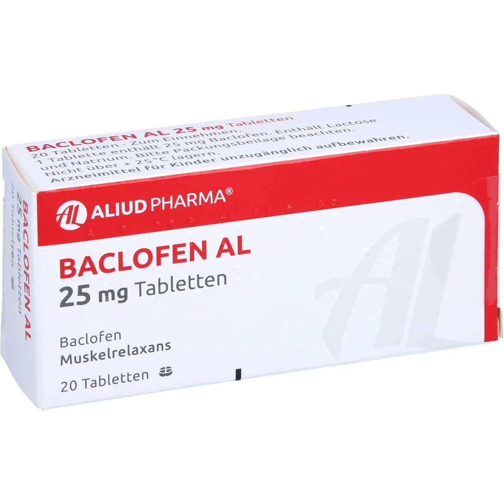 Das Produktfoto zeigt Baclofen Al 25 Mg Tabletten (20 stk) PZN 04208513