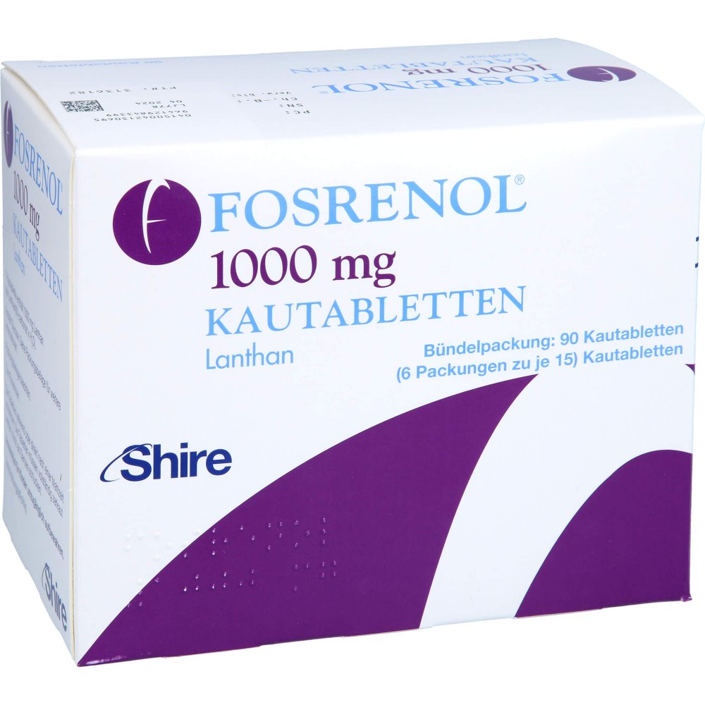 Das Produktfoto zeigt Fosrenol 1000 Mg Kautabletten (90 stk) PZN 04213069