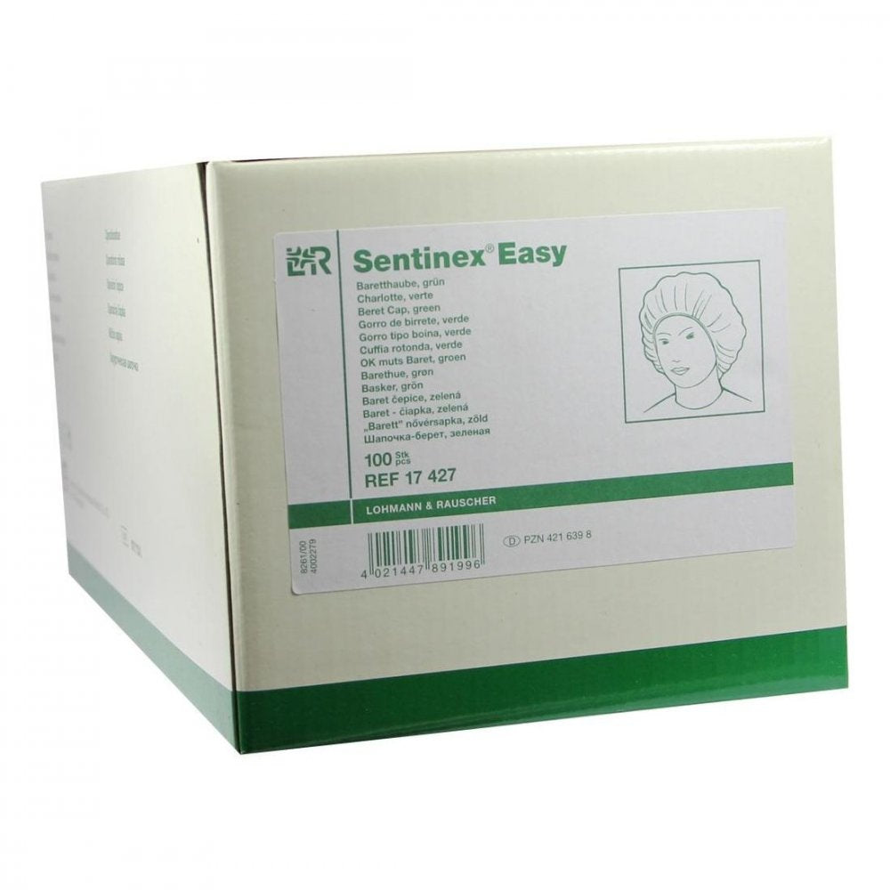 Das Produktfoto zeigt Sentinex Easy Baretthauben Grün (100 stk) PZN 04216398