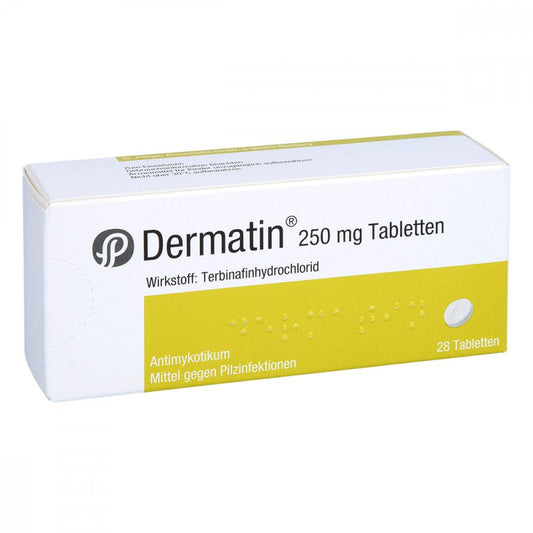 Das Produktfoto zeigt Dermatin 250 Mg Tabletten (28 stk) PZN 04218428
