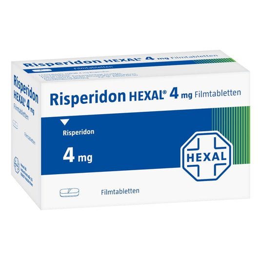 Das Produktfoto zeigt Risperidon Hexal 4 Mg Filmtabletten (20 stk) PZN 04223866