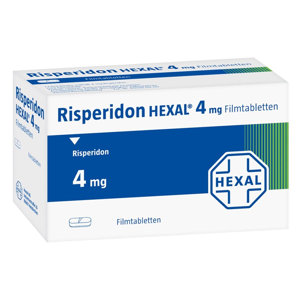 Das Produktfoto zeigt Risperidon Hexal 4 Mg Filmtabletten (100 stk) PZN 04226764