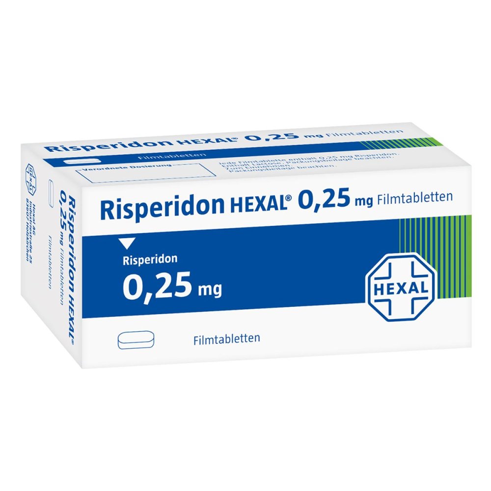 Das Produktfoto zeigt Risperidon Hexal 0,25 Mg Filmtabletten (50 stk) PZN 04226853