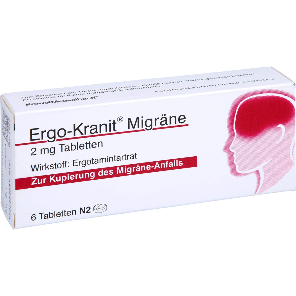 Das Produktfoto zeigt Ergo-Kranit Migräne Tabletten (6 stk) PZN 04229082