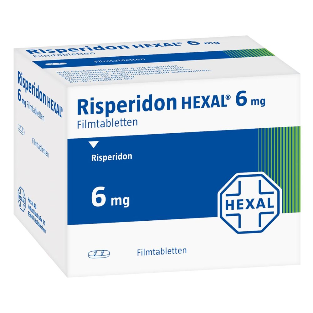 Das Produktfoto zeigt Risperidon Hexal 6 Mg Filmtabletten (20 stk) PZN 04230932