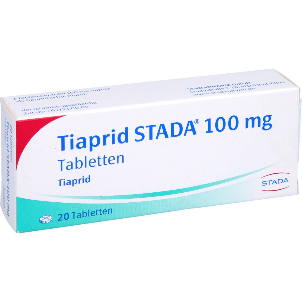 Das Produktfoto zeigt Tiaprid Stada 100 Mg Tabletten (20 stk) PZN 04240089