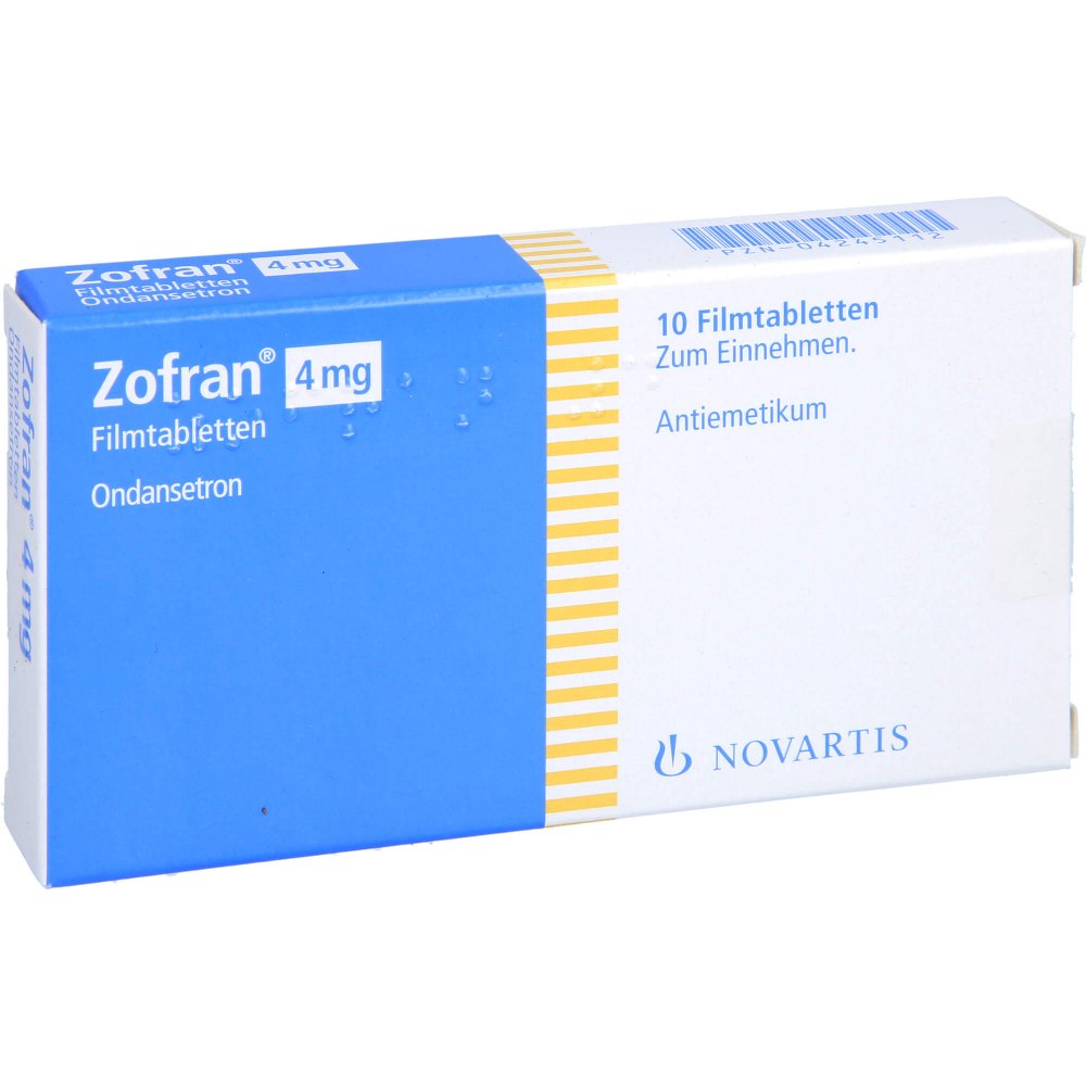 Das Produktfoto zeigt Zofran 4 Mg Filmtabletten (10 stk) PZN 04245112