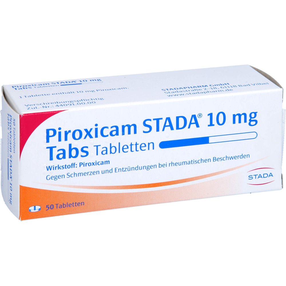 Das Produktfoto zeigt Piroxicam Stada 10 Mg Tabs Tabletten (50 stk) PZN 04259031