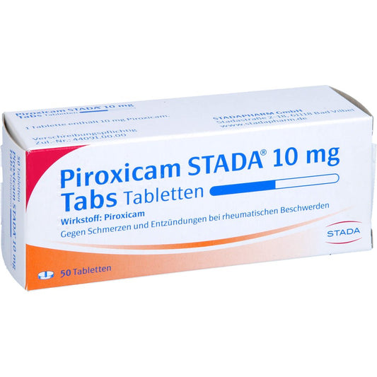 Das Produktfoto zeigt Piroxicam Stada 10 Mg Tabs Tabletten (50 stk) PZN 04259031