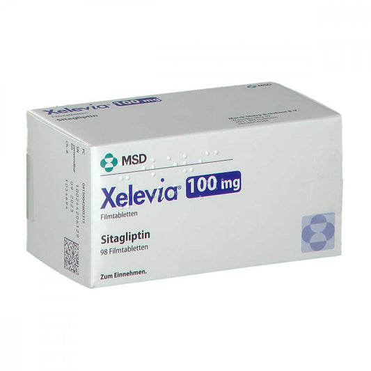 Das Produktfoto zeigt Xelevia 100 Mg Filmtabletten (98 stk) PZN 04260531