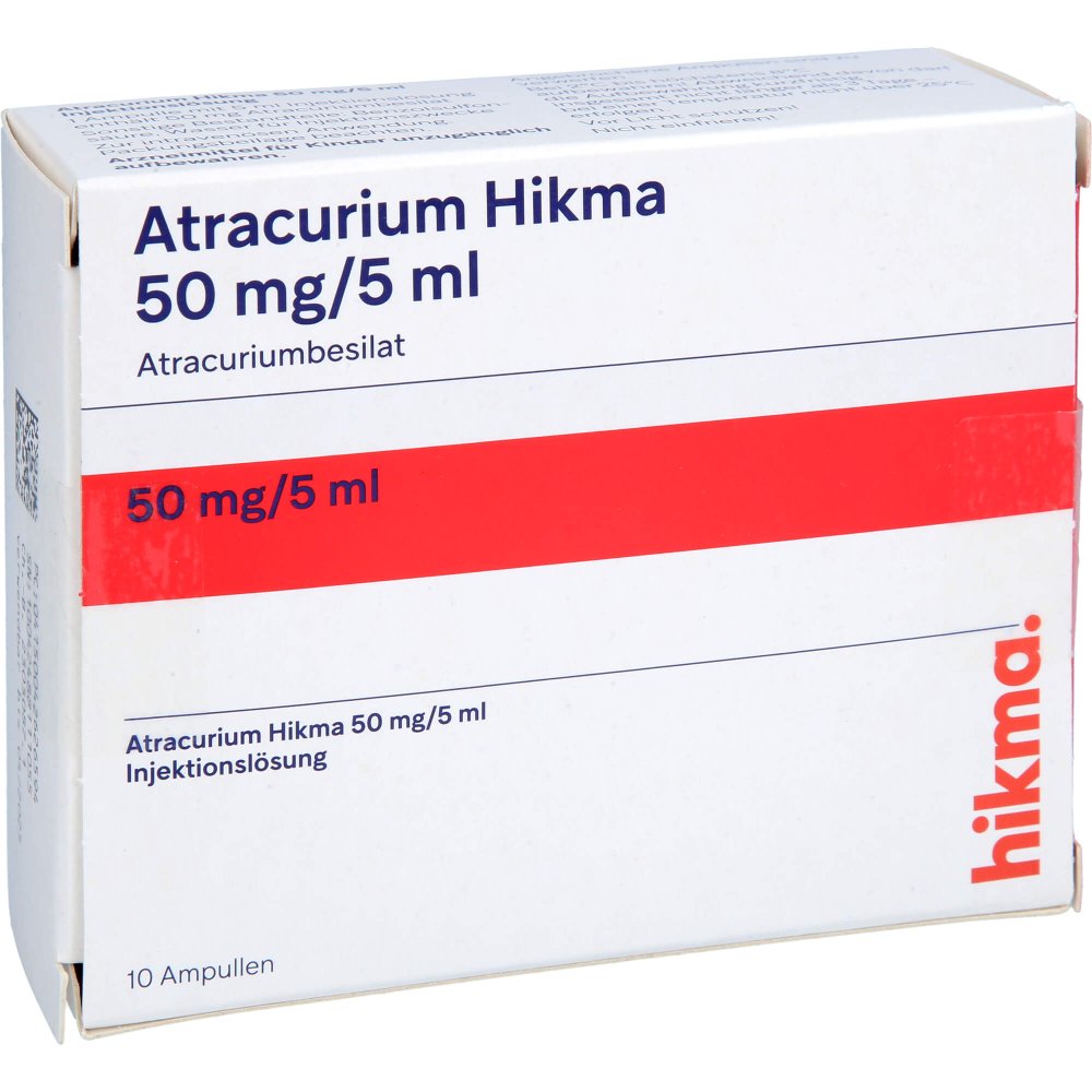 Das Produktfoto zeigt Atracurium Hikma 50 Mg/5 Ml Ampullen (10 stk) PZN 04262659