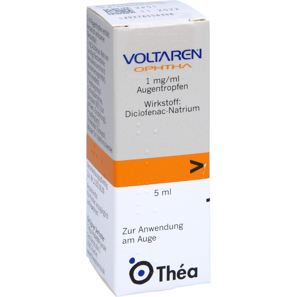Das Produktfoto zeigt Voltaren Ophtha Augentropfen (5 ml) PZN 04286909