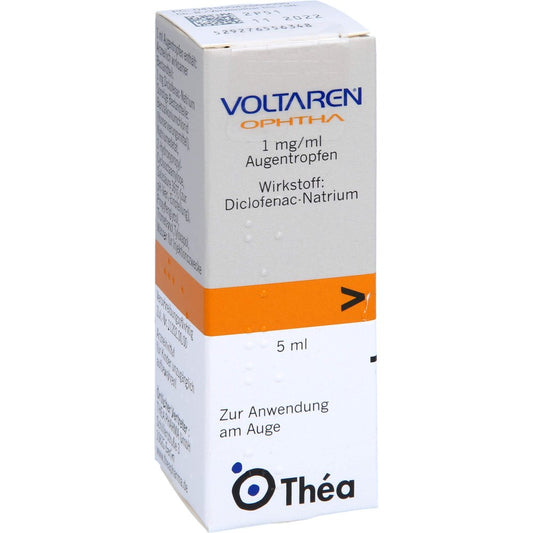 Das Produktfoto zeigt Voltaren Ophtha Augentropfen (5 ml) PZN 04286909