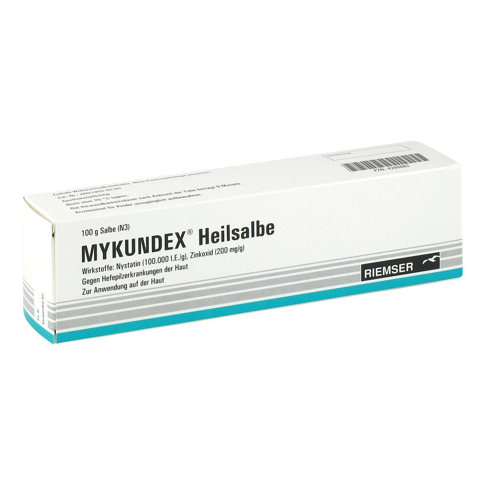 Das Produktfoto zeigt Mykundex Heilsalbe (100 g) PZN 04288682