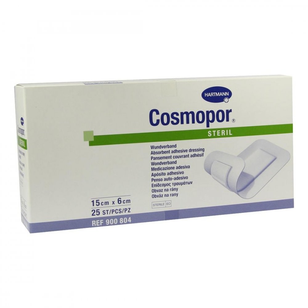 Das Produktfoto zeigt Cosmopor Steril Wundverband 6x15 Cm (25 stk) PZN 04302028