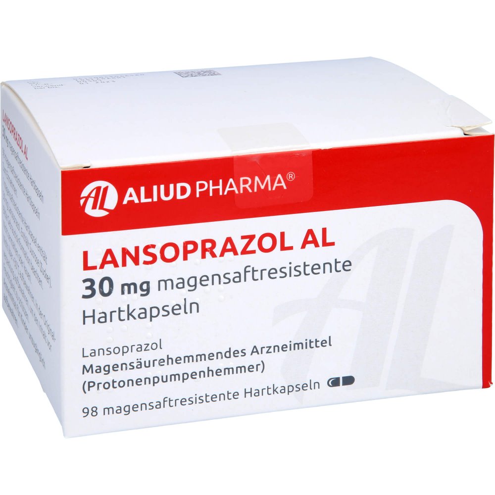 Das Produktfoto zeigt Lansoprazol Al 30 Mg Magensaftresistente Hartkaps. (98 stk) PZN 04306658