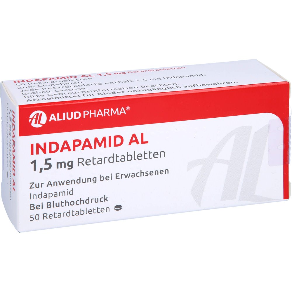 Das Produktfoto zeigt Indapamid Al 1,5 Mg Retardtabletten (50 stk) PZN 04307132