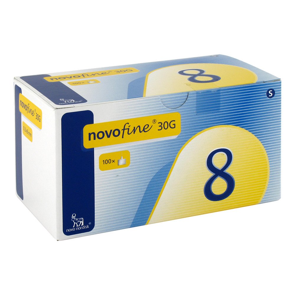 Das Produktfoto zeigt Novofine Nadeln 0,30x8 Mm (100 stk) PZN 04312860