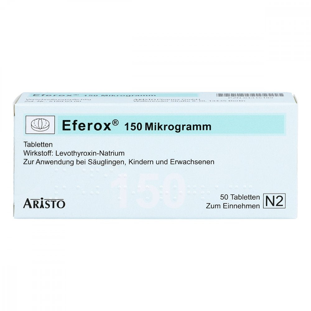 Das Produktfoto zeigt Eferox 150 Mikrogramm Tabletten (50 stk) PZN 04315189