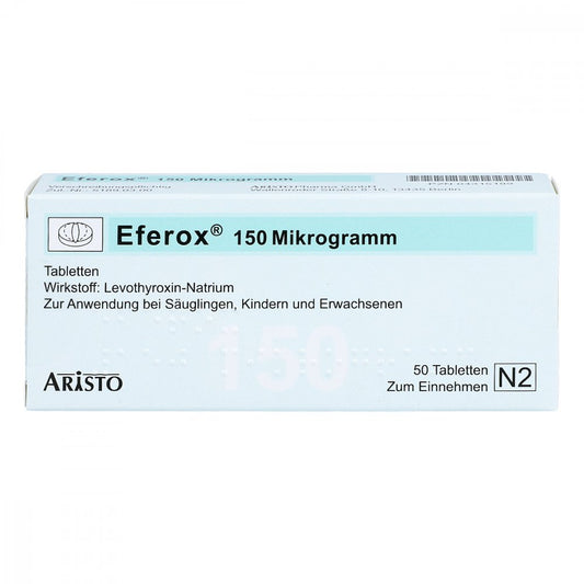Das Produktfoto zeigt Eferox 150 Mikrogramm Tabletten (50 stk) PZN 04315189