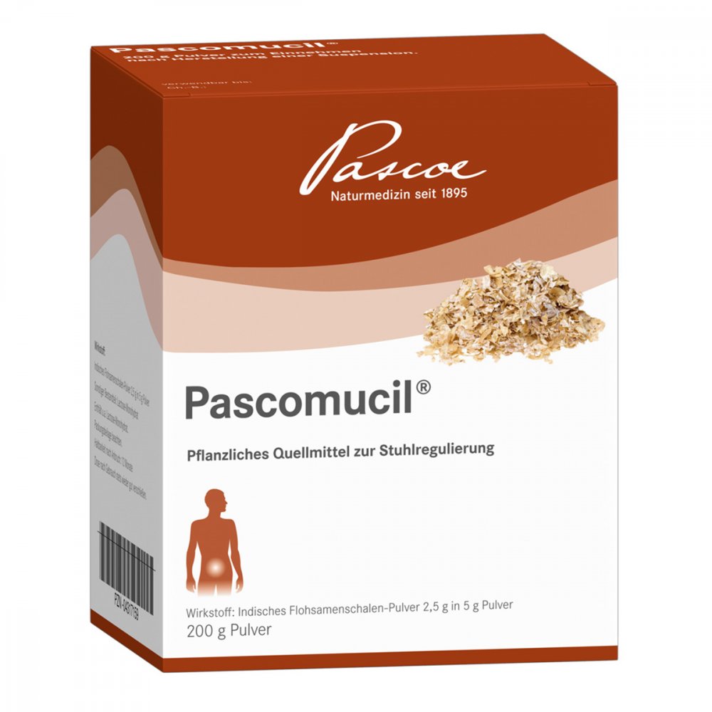 Das Produktfoto zeigt Pascomucil Pulver (200 g) PZN 04317159