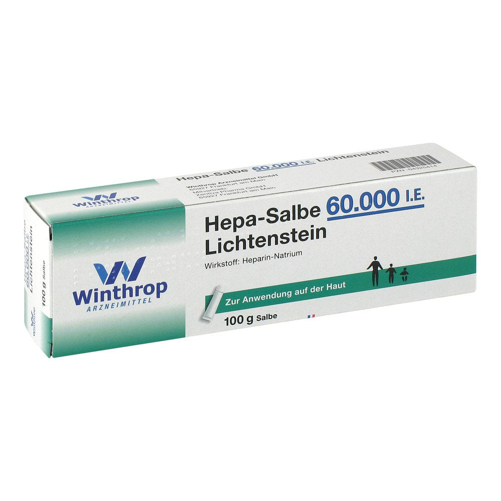 Das Produktfoto zeigt Hepa Salbe 60.000 I.E. Lichtenstein (100 g) PZN 04325414