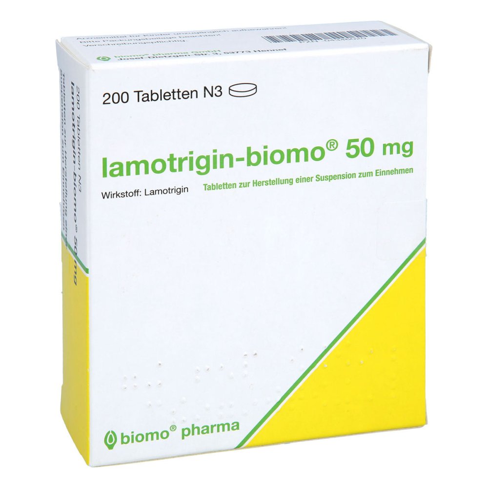 Das Produktfoto zeigt Lamotrigin-Biomo 50 Mg Tbl.Z.Herst.E.Susp.Z.Einn. (200 stk) PZN 04346020