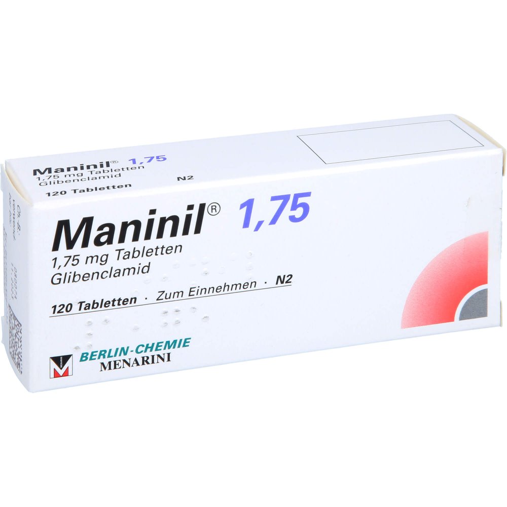 Das Produktfoto zeigt Maninil 1,75 Tabletten (120 stk) PZN 04346273