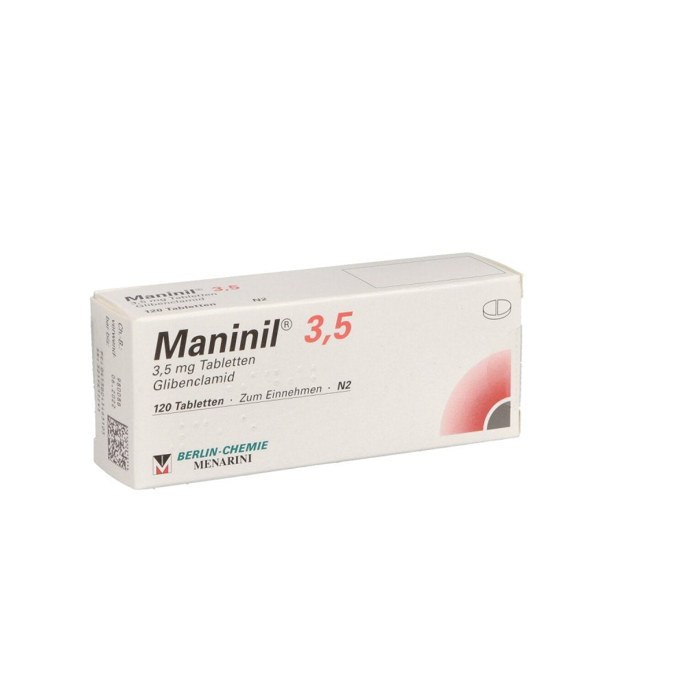 Das Produktfoto zeigt Maninil 3,5 Tabletten (120 stk) PZN 04346310