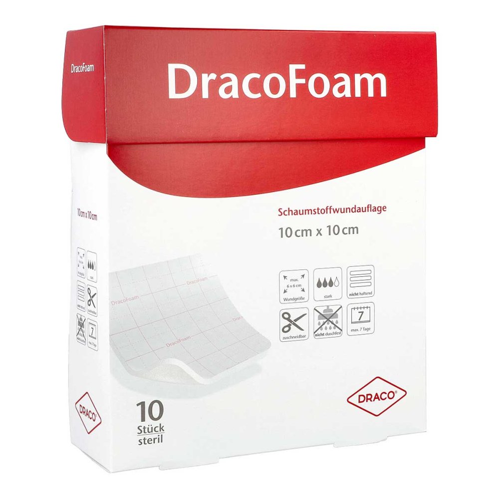 Dracofoam Schaumstoff Wundauflage 10x10 Cm (10 stk)