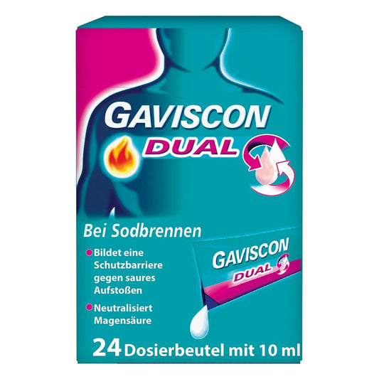Gaviscon Dual 500mg/213mg/325mg Susp.Z.Einn.Btl. (24X10 ml)