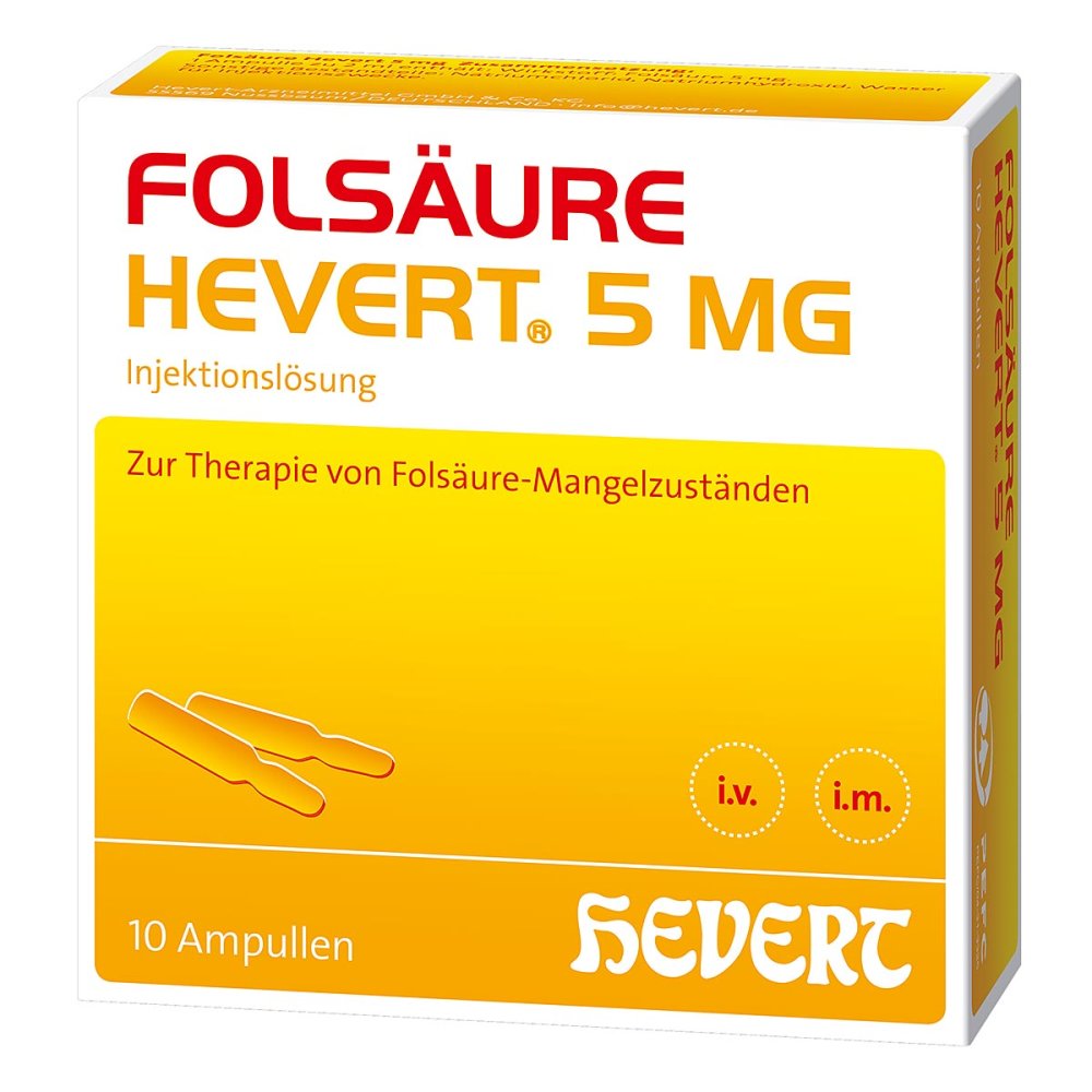Folsäure Hevert 5 Mg Inj.-Lösung Ampullen (10X2 ml)