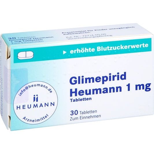 Das Produktfoto zeigt Glimepirid Heumann 1 Mg Tabletten (30 stk) PZN 04378793