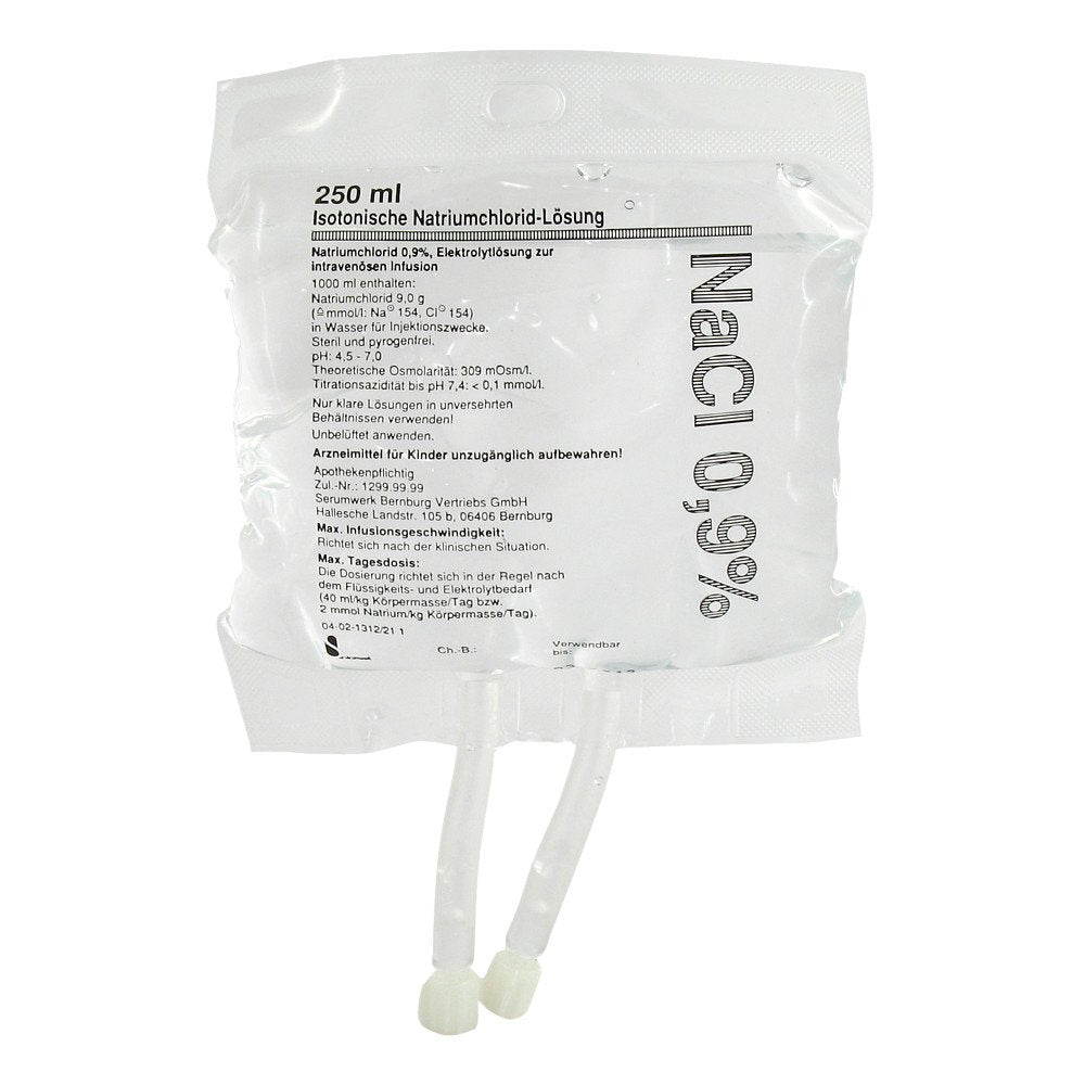 Das Produktfoto zeigt Isotonische Natriumchlorid-Lösung Infusionsbeutel (250 ml) PZN 04379315