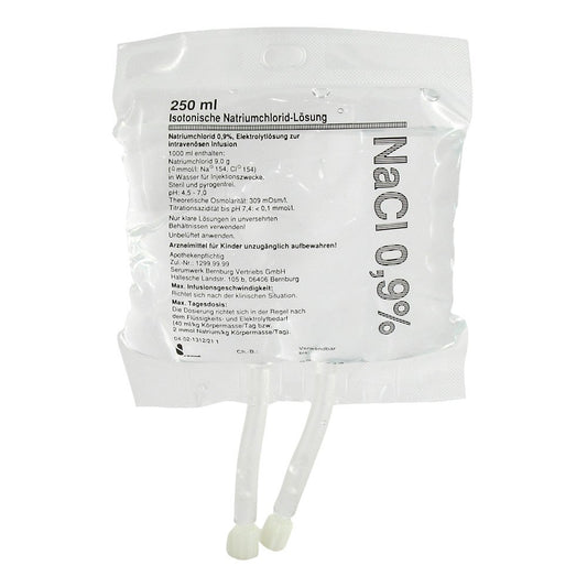 Das Produktfoto zeigt Isotonische Natriumchlorid-Lösung Infusionsbeutel (250 ml) PZN 04379315