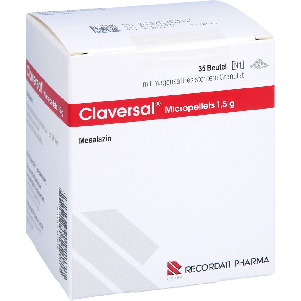 Das Produktfoto zeigt Claversal Micropellets 1,5 G Magensaftres.Granulat (35 stk) PZN 04380494