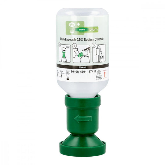 Das Produktfoto zeigt Plum Nacl Augenspüllösung M.Augenschale (200 ml) PZN 04397388