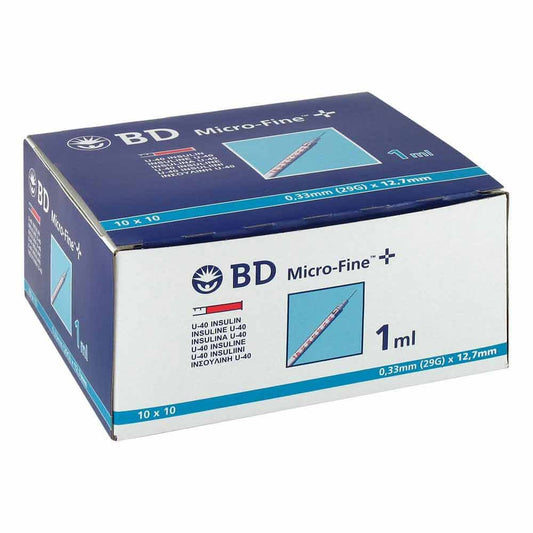 Das Produktfoto zeigt Bd Micro-Fine+ Insulinspr.1 Ml U40 12,7 Mm (100X1 ml) PZN 04400127