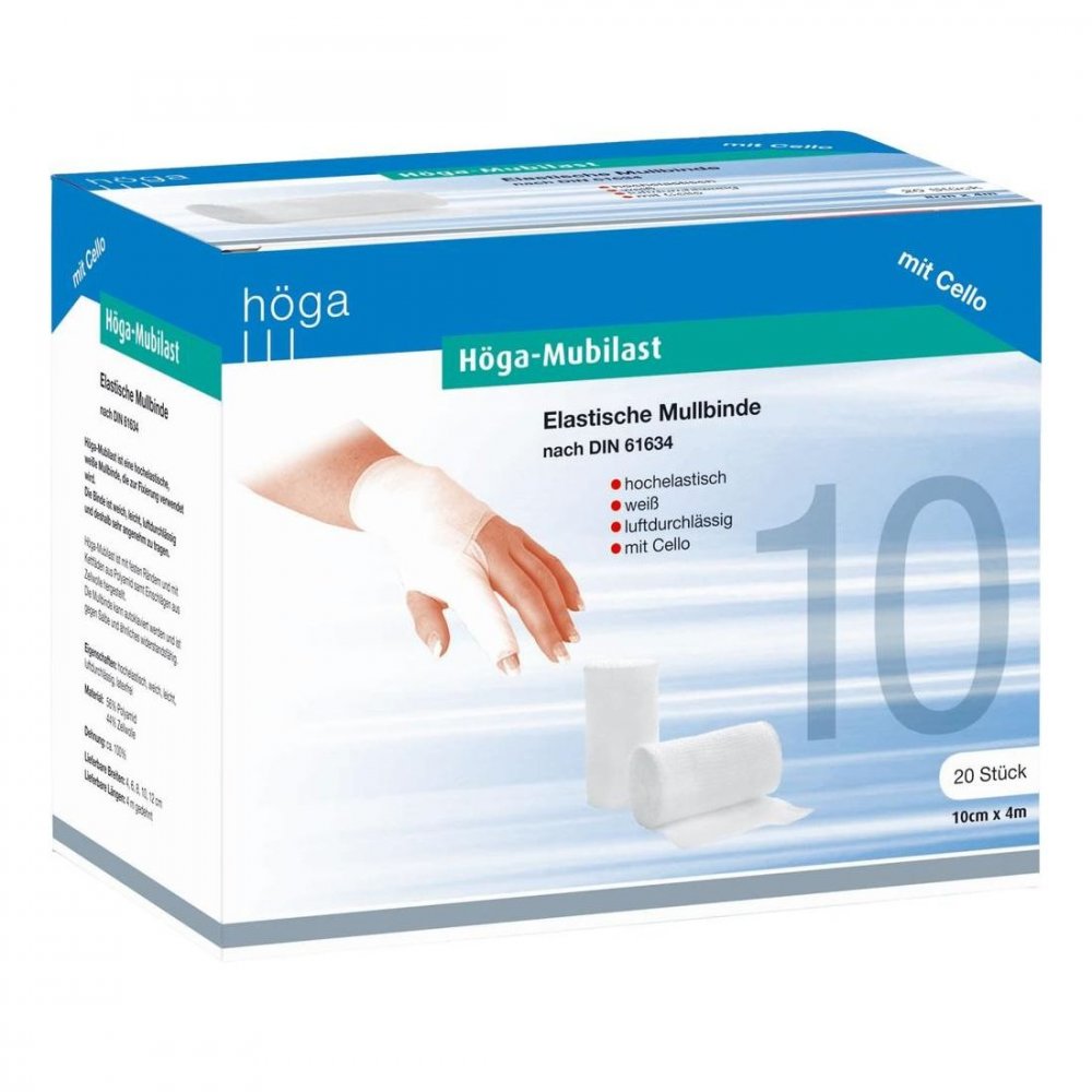 Das Produktfoto zeigt Höga-Mubilast Fixierbinde 10 Cmx4 M M.Cellophan (1 stk) PZN 04401523