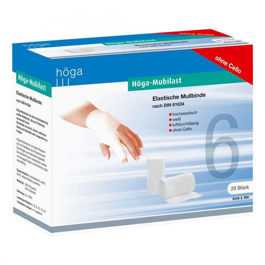 Das Produktfoto zeigt Höga-Mubilast Fixierbinde 6 Cmx4 M O.Cellophan (20 stk) PZN 04401569