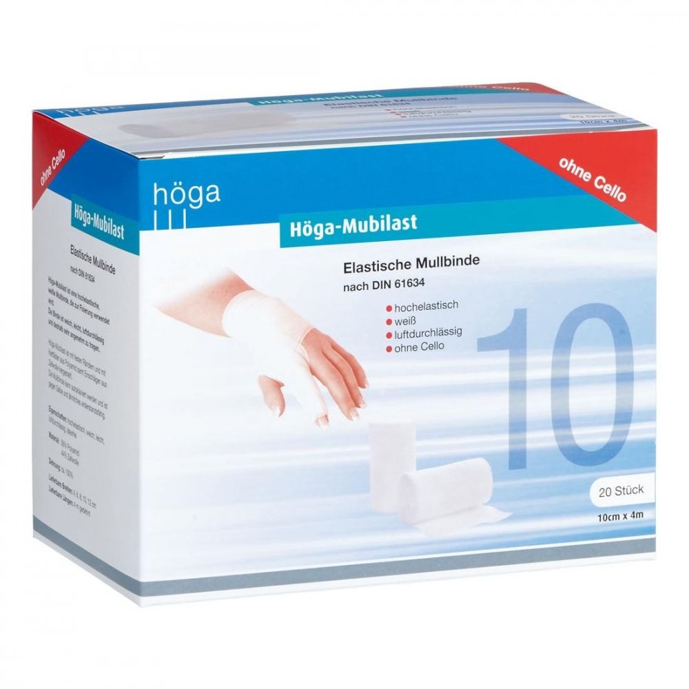 Das Produktfoto zeigt Höga-Mubilast Fixierbinde 10 Cmx4 M O.Cellophan (20 stk) PZN 04401581