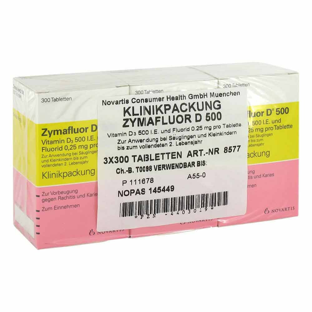 Das Produktfoto zeigt Zymafluor D 500 Tabletten (3X300 stk) PZN 04403019