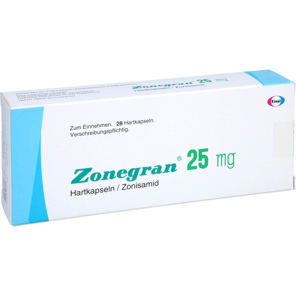 Das Produktfoto zeigt Zonegran Amdipharm 25 Mg Hartkapseln (28 stk) PZN 04407224