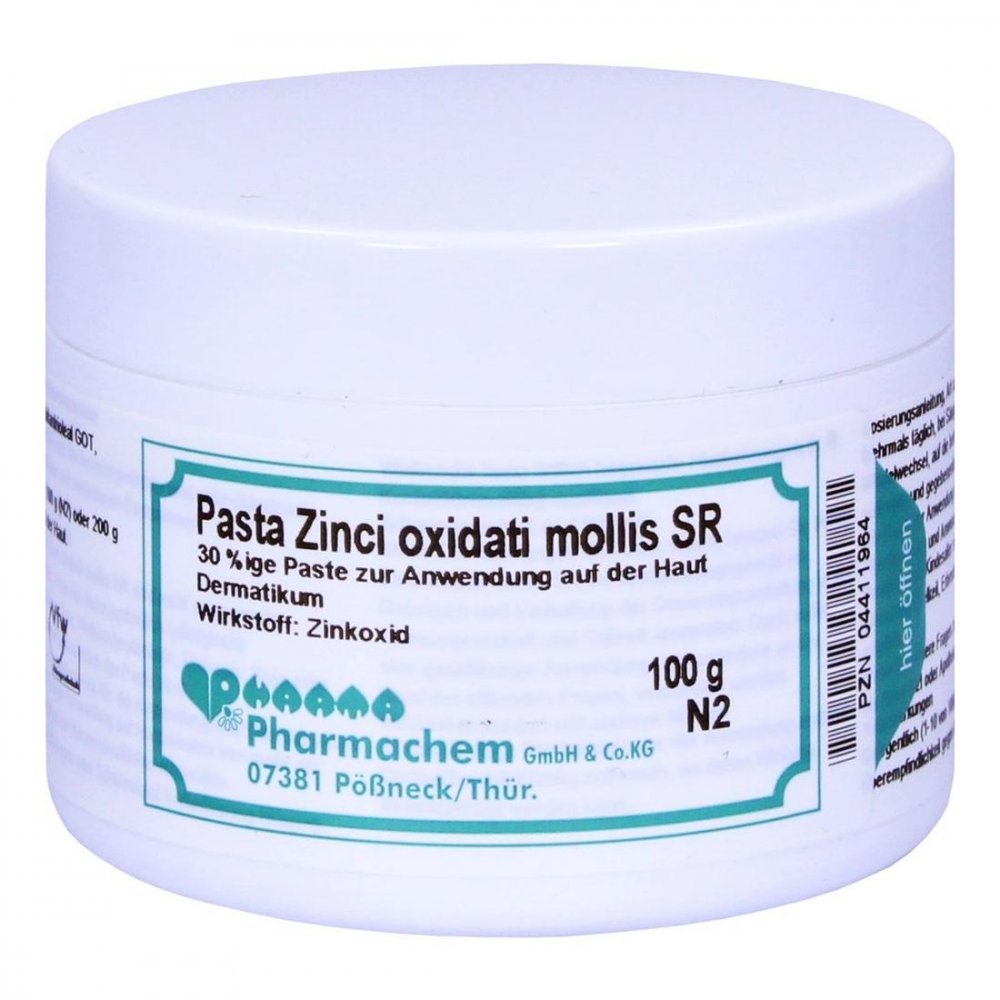 Das Produktfoto zeigt Pasta Zinci Oxidat. Mollis Sr (100 g) PZN 04411964