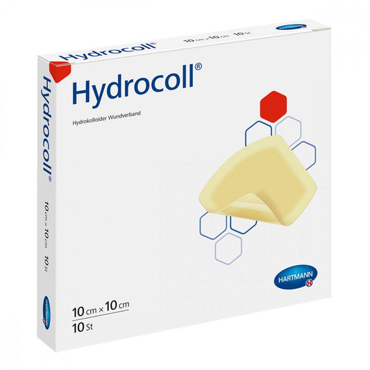 Das Produktfoto zeigt Hydrocoll Wundverband 10x10 Cm (10 stk) PZN 04419865