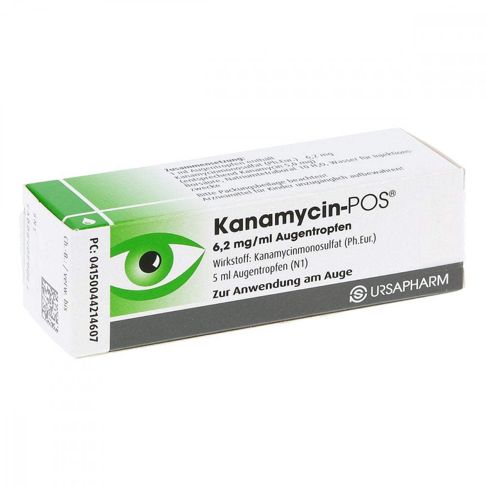 Das Produktfoto zeigt Kanamycin Pos Augentropfen (5 ml) PZN 04421460