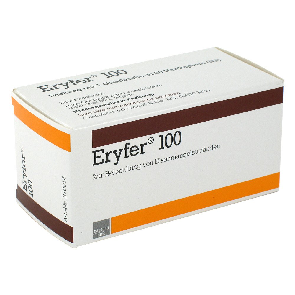 Das Produktfoto zeigt Eryfer 100 Hartkapseln (50 stk) PZN 04427043